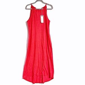 Revolve Lanston Halter Neck Hi-Lo Sleeveless Midi Dress In Coral Orange Sz M NWT